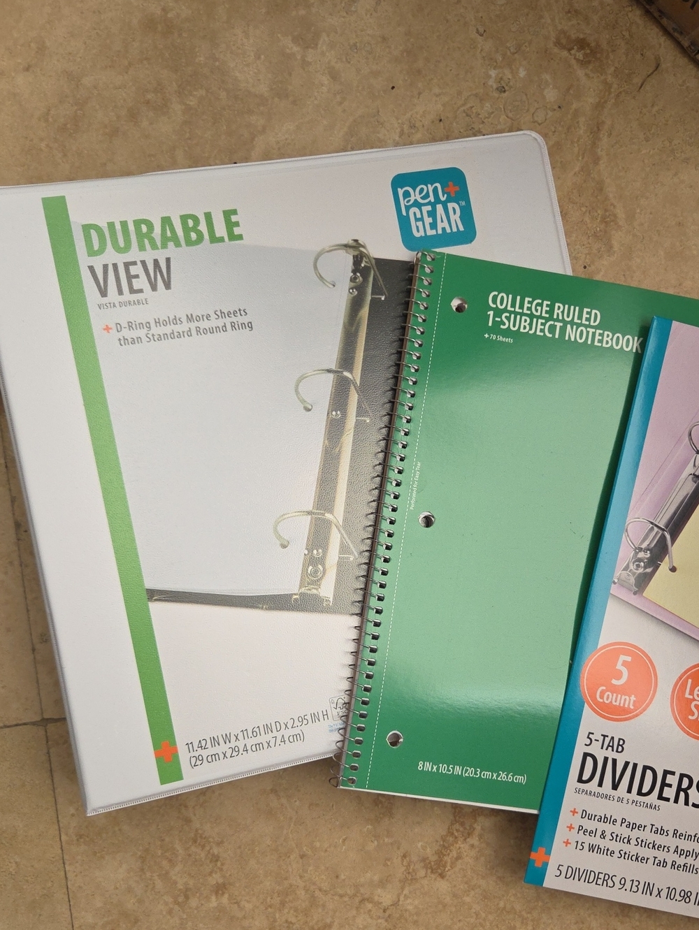 Durable View Binder 2in, 1-Subject Notebook & 5 Tab Dividers
